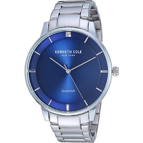 Kenneth New York Cole York KC50857003 Diamond Men`s Blue Analog Watch Steel Bracelet