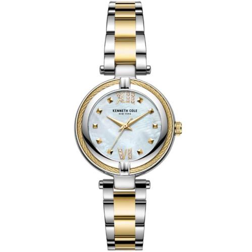 Women`s Kenneth Cole KC51052004 Classic Mother of Pearl Silver Gold Tone Watch