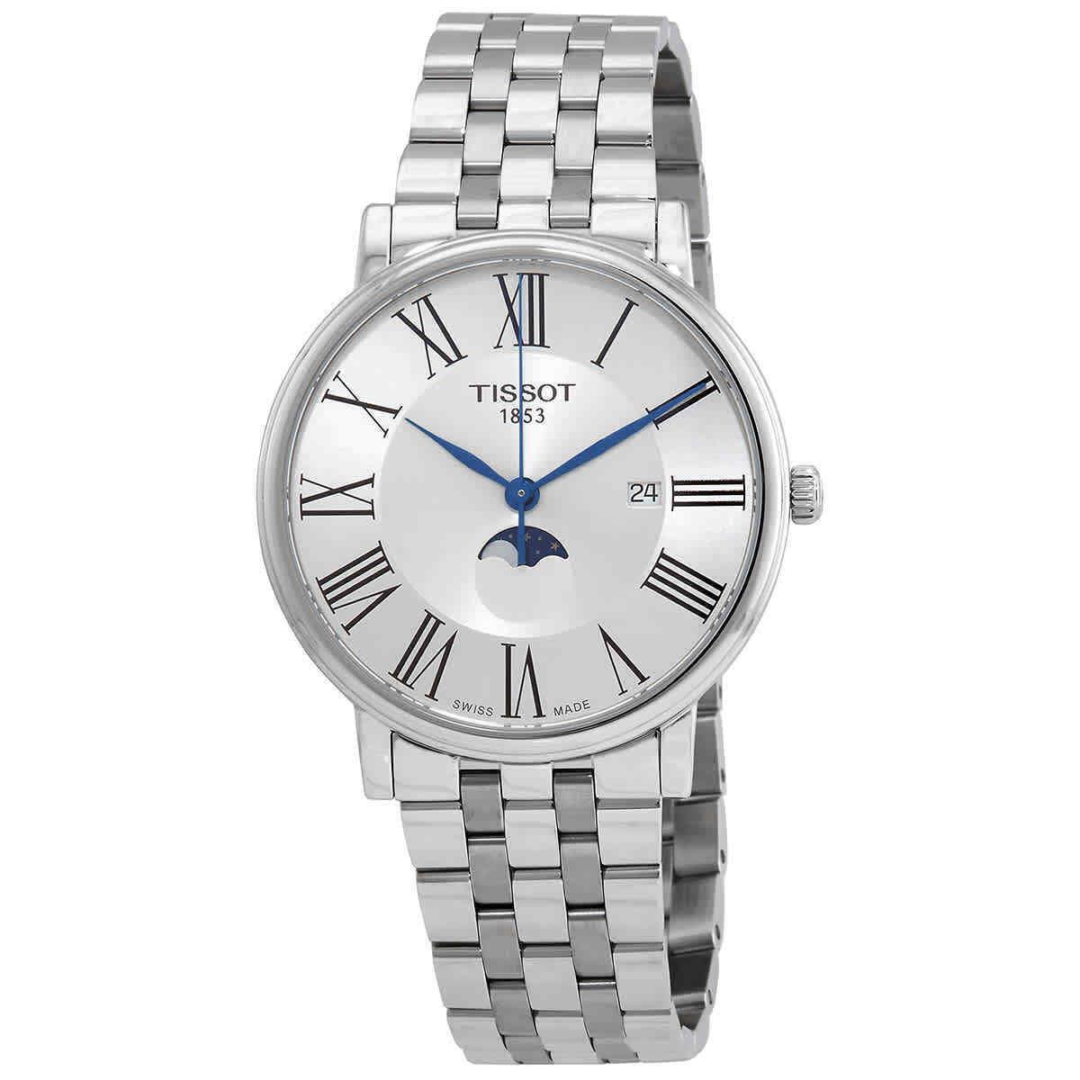 Tissot Carson Moon Phase Quartz Silver Dial Men`s Watch T1224231103300