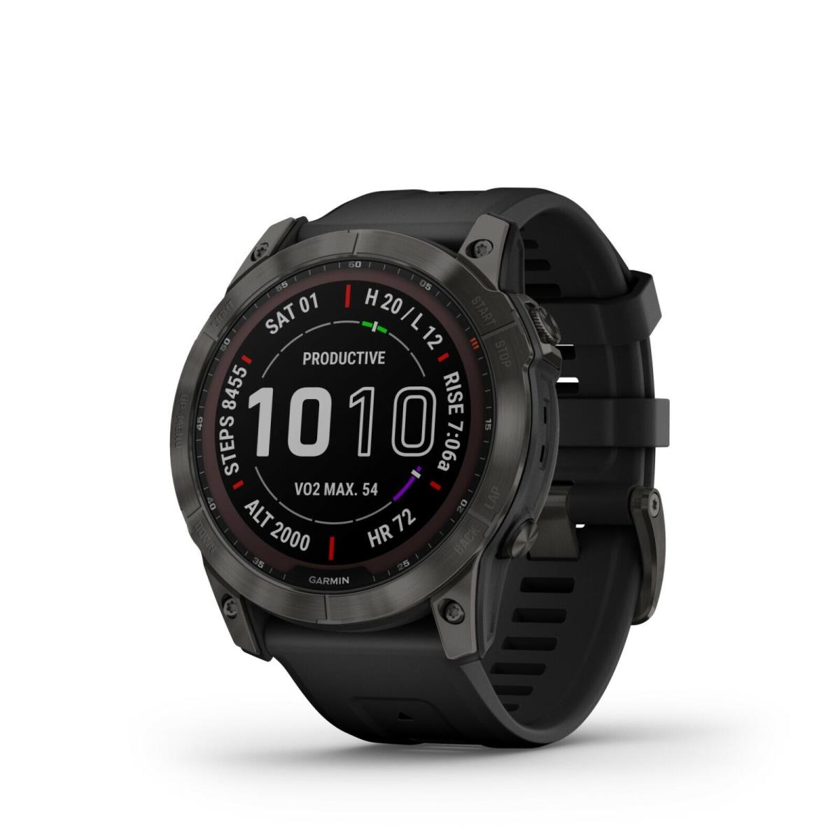 Garmin Fenix 7X Sapphire Solar Smartwatch Gray Dlc Titanium - Carbon Gray DLC Titanium with Black Band