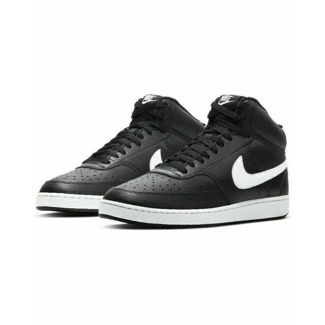 Nike Court Vision Mid CD5466-001 Men`s White/black Athletic Leather Shoes HS968 - White & Black