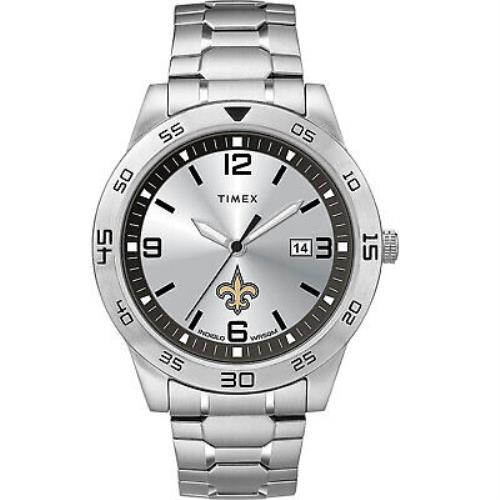 Timex Men`s Citation Saints Silver Analog Watch Timepiece Active Sports
