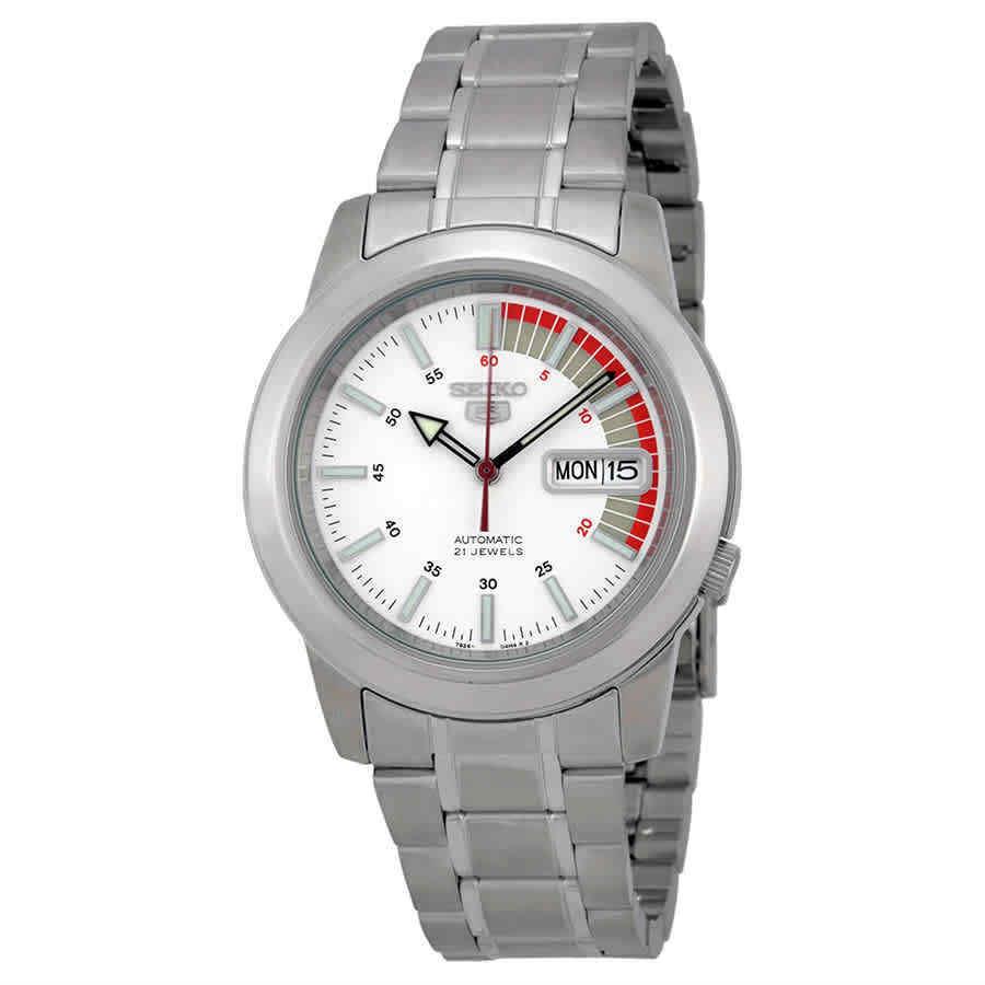 Seiko 5 Automatic White Dial Stainless Steel Men`s Watch SNKK25