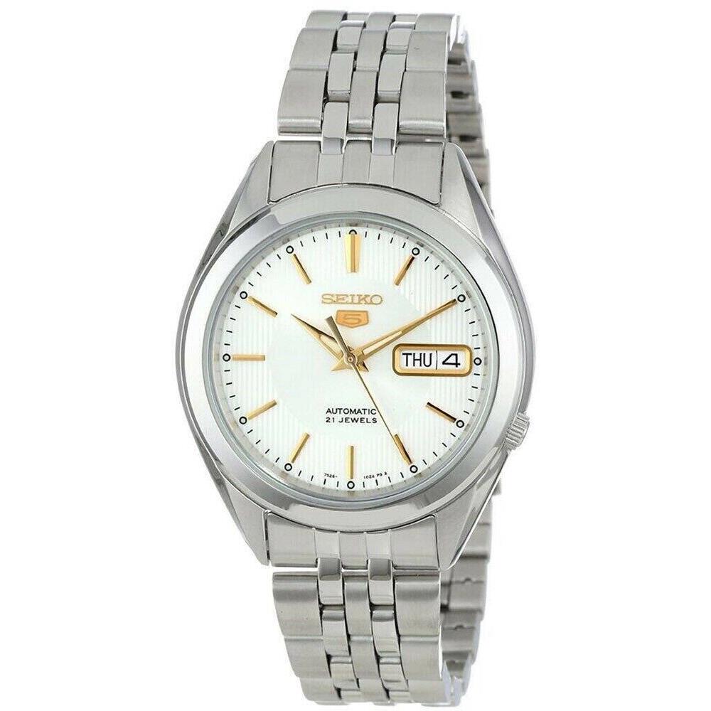 Seiko 5 SNKL17K1 Automatic Day-date White Dial Stainless Steel Mens Watch