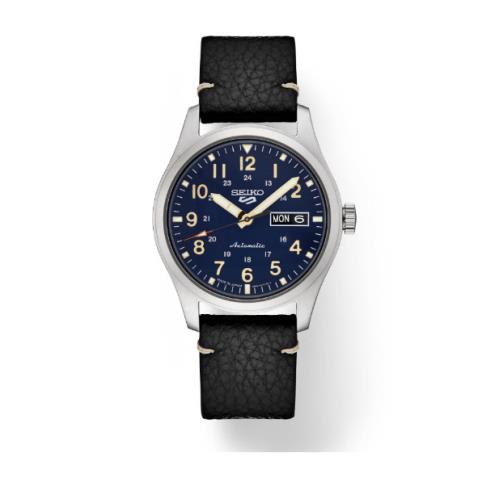 Seiko 5 Sports Collection Automatic Blue Dial Leather Strap Men`s Watch SRPG39