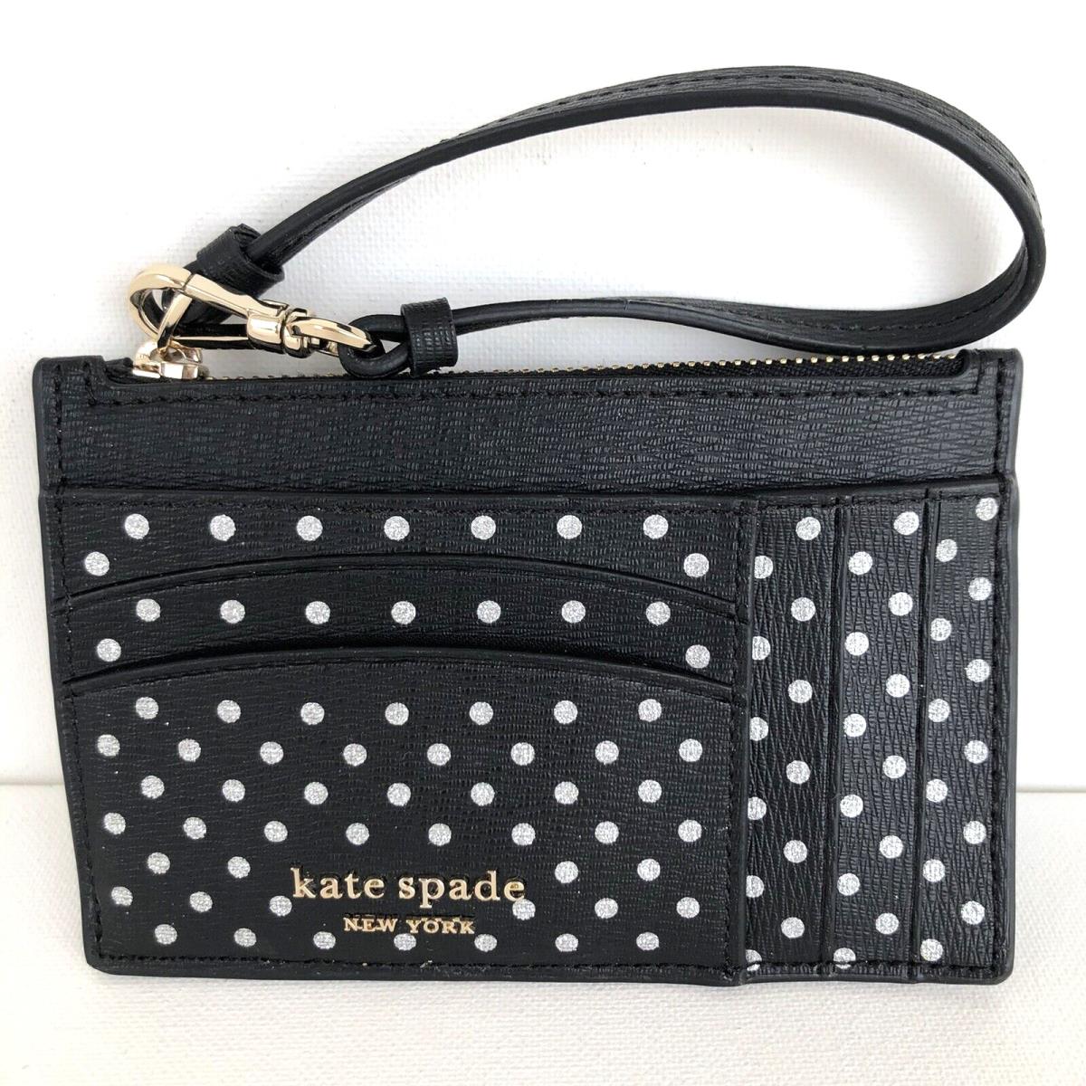 Kate Spade New York Spencer Metallic Dots Card Case Wristlet Black Multi - K5398