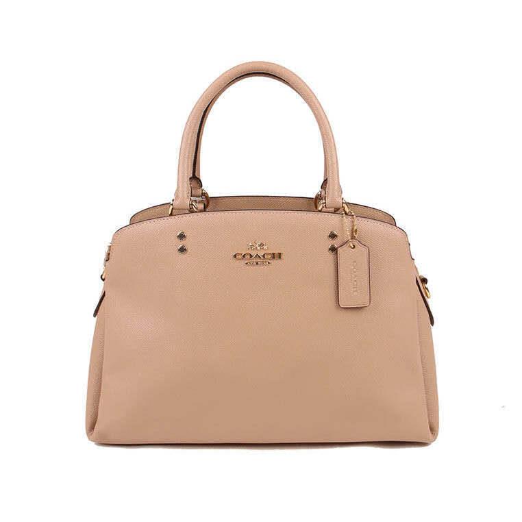 Coach Women Lillie Gold/taupe Crossgrain Leather Carryall/crossbody 91493 -new