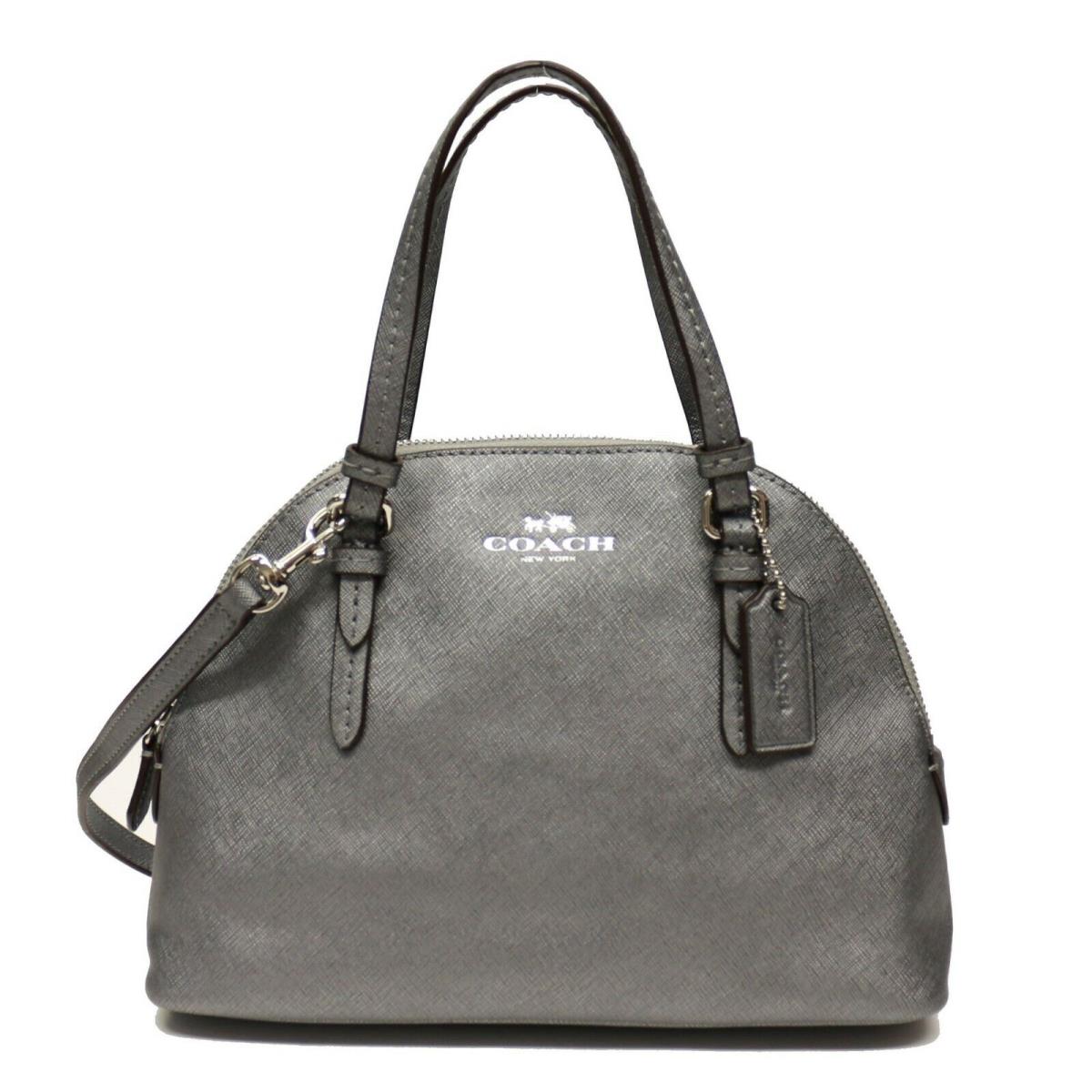 Coach Peyton Leather Mini Domed Satchel in Anthracite Silver F32582
