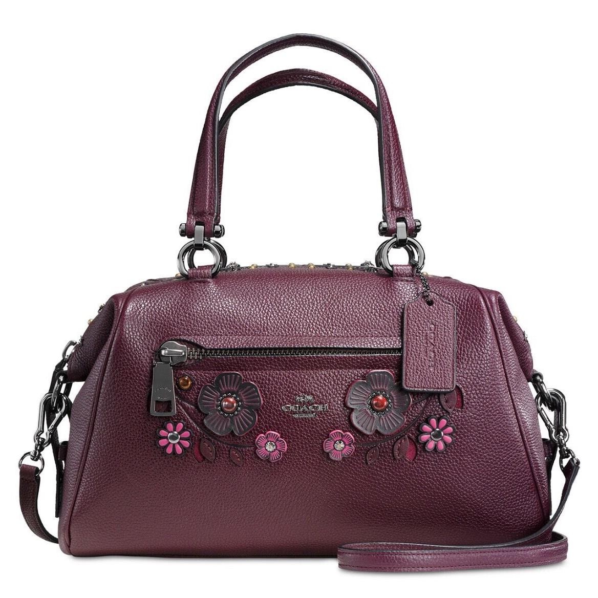 Coach 55518 Willow Floral Detail Primrose Satchel Dk/oxblood Multi Color Flower