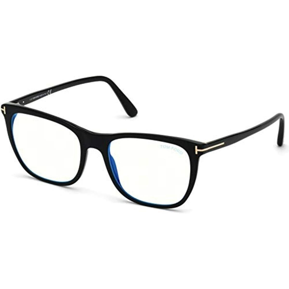 Tom Ford Shiny Black 5672 Rectangular Blue Block 54mm Eyeglasses FT5672-B 001