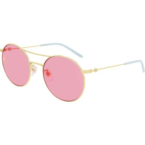 Gucci GG0680SK 004 Gold/gold Pink Round Sunglasses