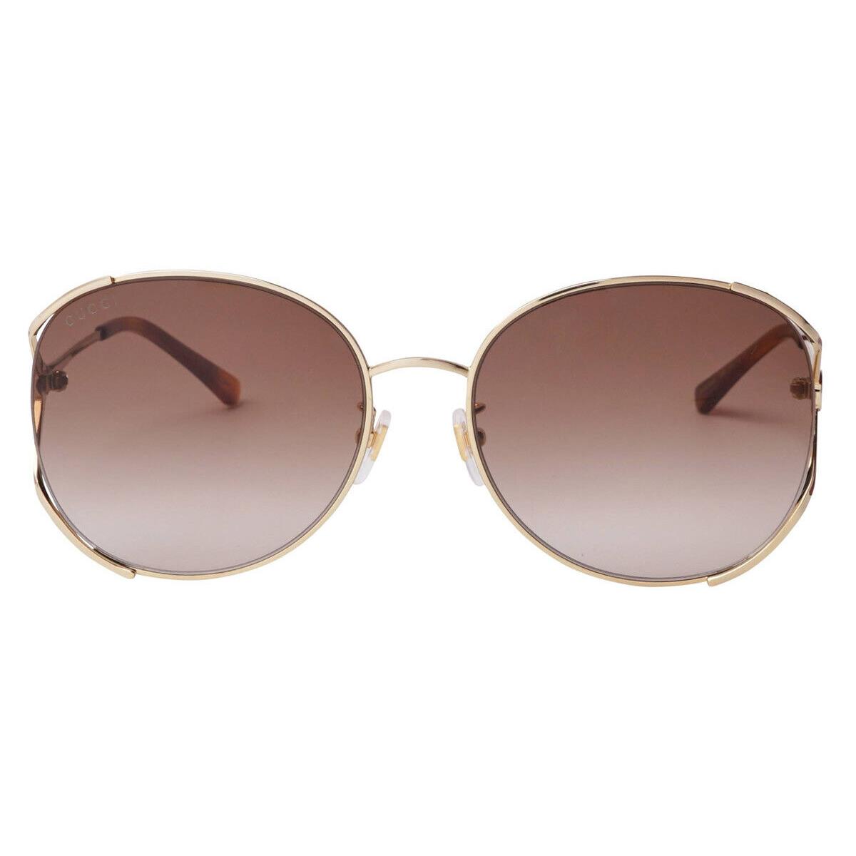 Gucci GG0650SK 004 Round Oval Gold /brown Gradient Lens Sunglasses ...