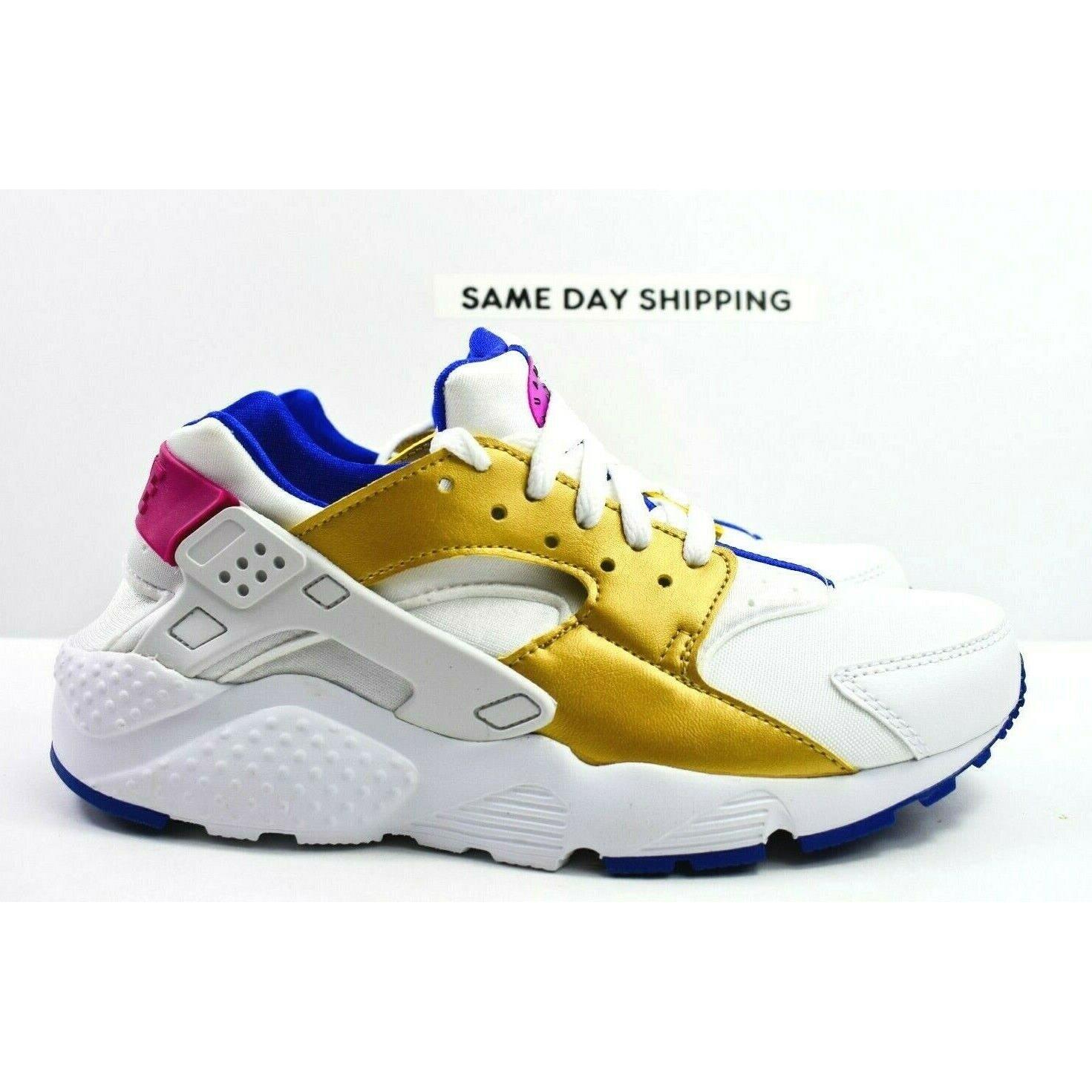 Nike Huarache Run GS Womens Size 8.5 Shoes 654280 109 Racer Blue Gold sz 7Y