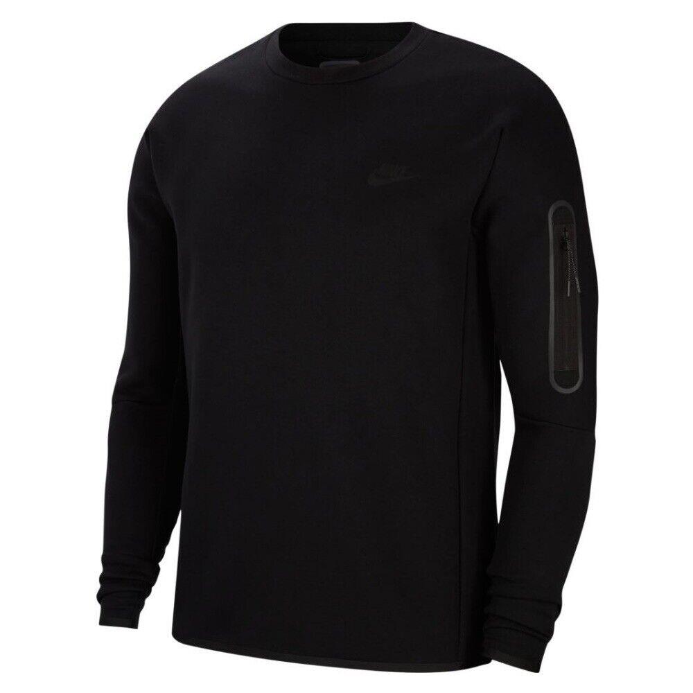 Nike Tech Fleece Crew Neck Sweatshirt Black Long Sleeve X-small CU4505-010