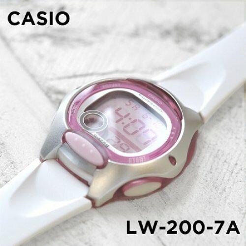 Casio Women 10 Years Battery Life White Resin Band Sport Digital Watch LW-200-7A