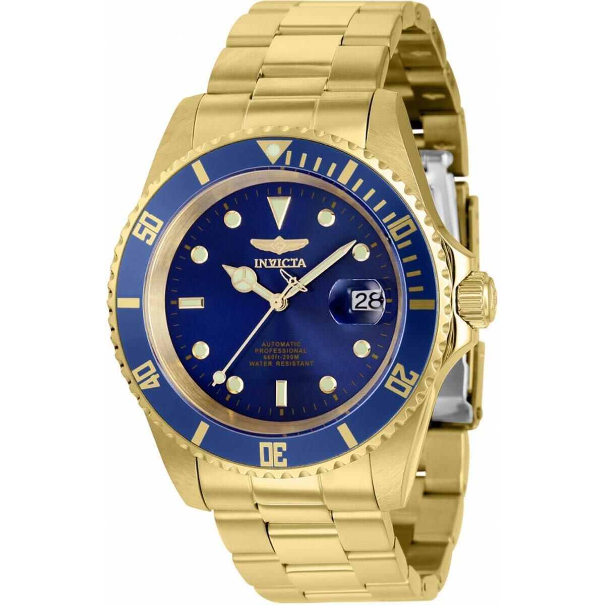 Invicta Men`s Watch Pro Diver Automatic Blue Dial Yellow Gold Bracelet 8930OBXL