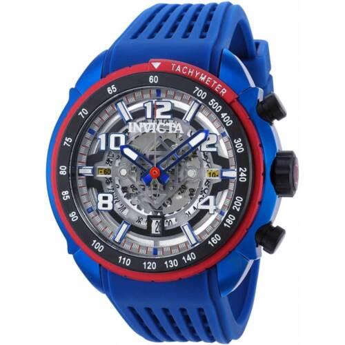 Invicta Men`s Watch S1 Rally Quartz Chronograph Blue Silicone Rubber Strap 36370 - Silver Dial, Blue Band