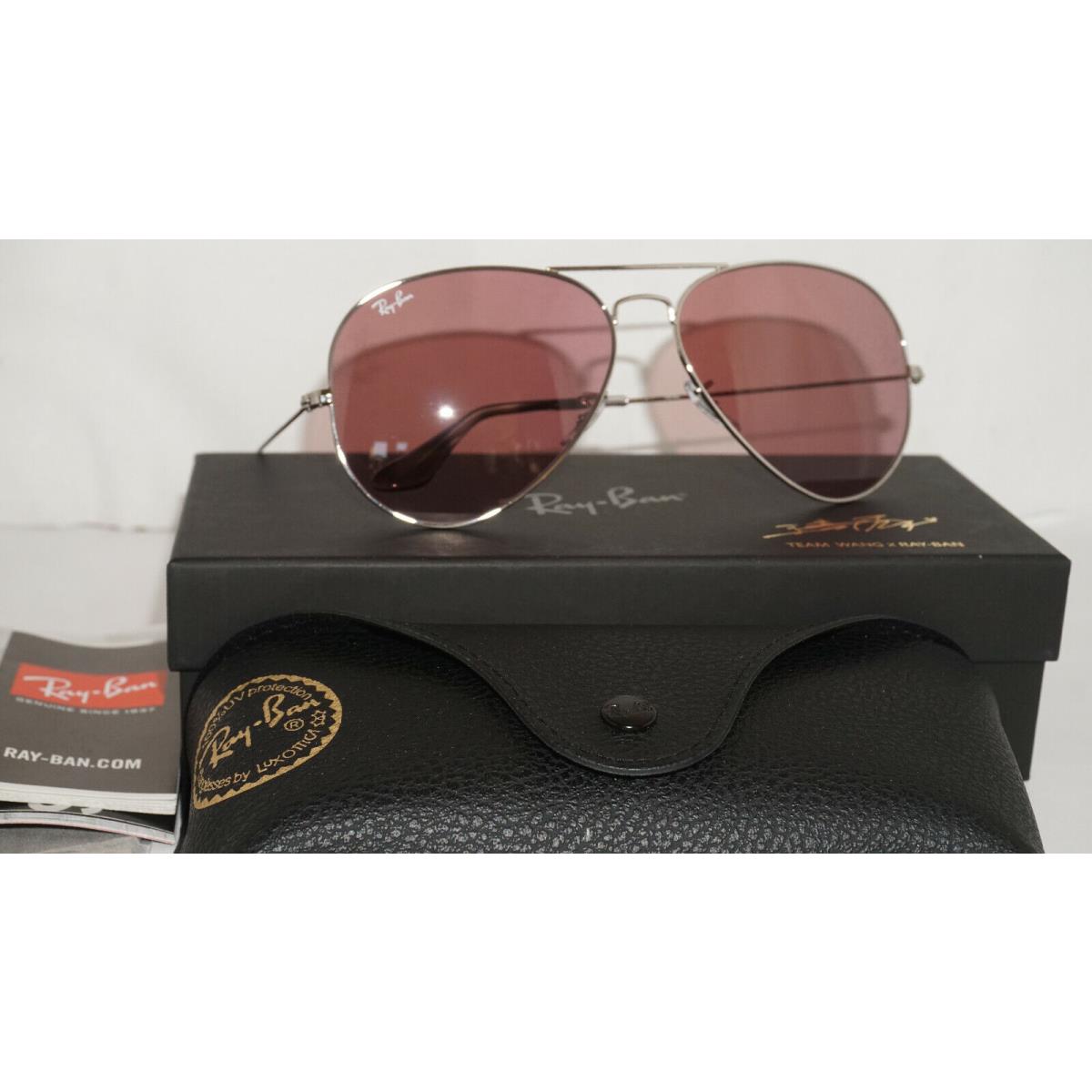 Ray Ban Sunglass Aviator Team Wang Silver Violet RB3025 003/4R 62 14 140