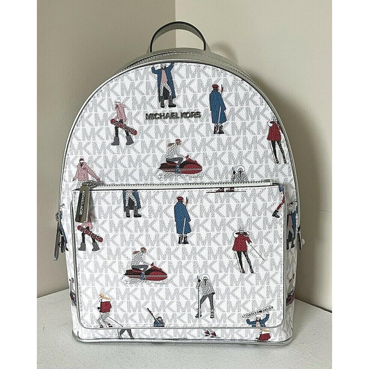 Michael Kors Jet Set Girls Adina Medium Backpack Bright White Multi Dust Bag