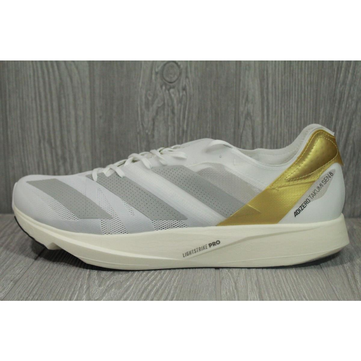 Adidas Adizero Takumi Sen 8 Tme White Gold Running Shoes GW1380 Size 12