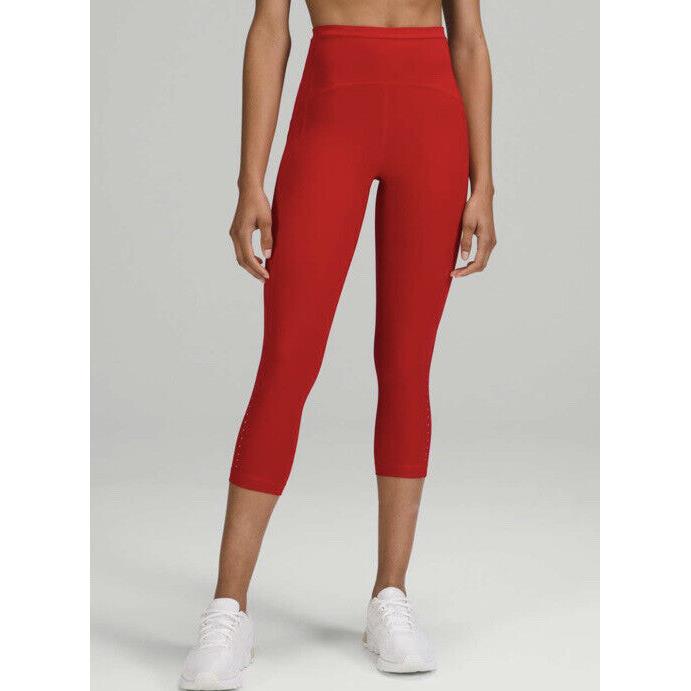 Lululemon Sz 4 Swift Speed HR Crop 21 Red Dkrd Pant Luxtreme Hirise