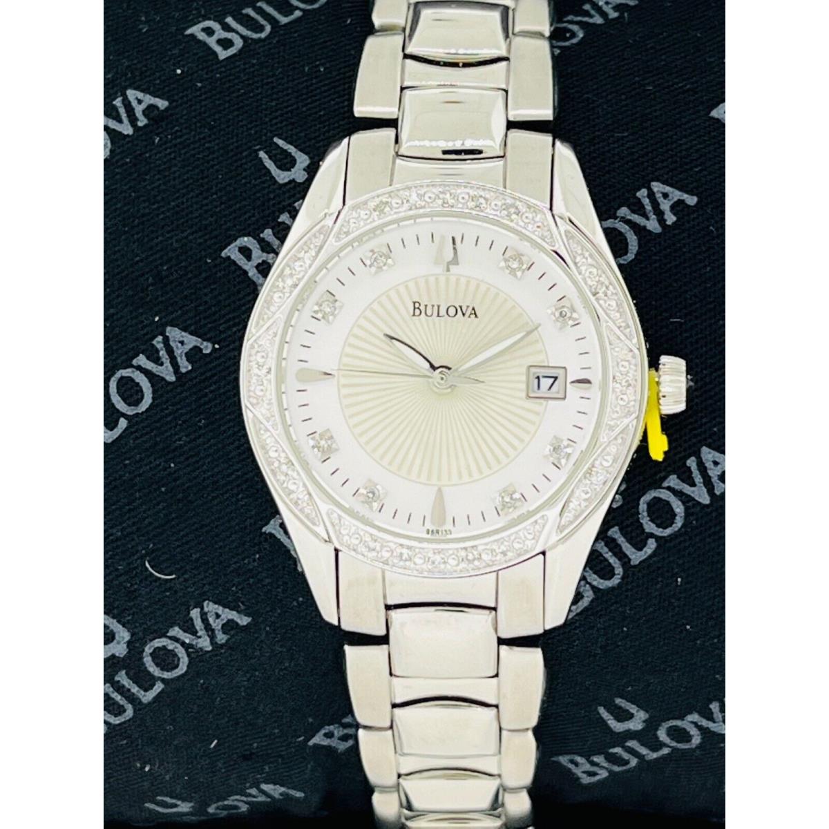 Ladies Bulova 96R133 Stainless Steel Watch with Diamond Accented Case Dial