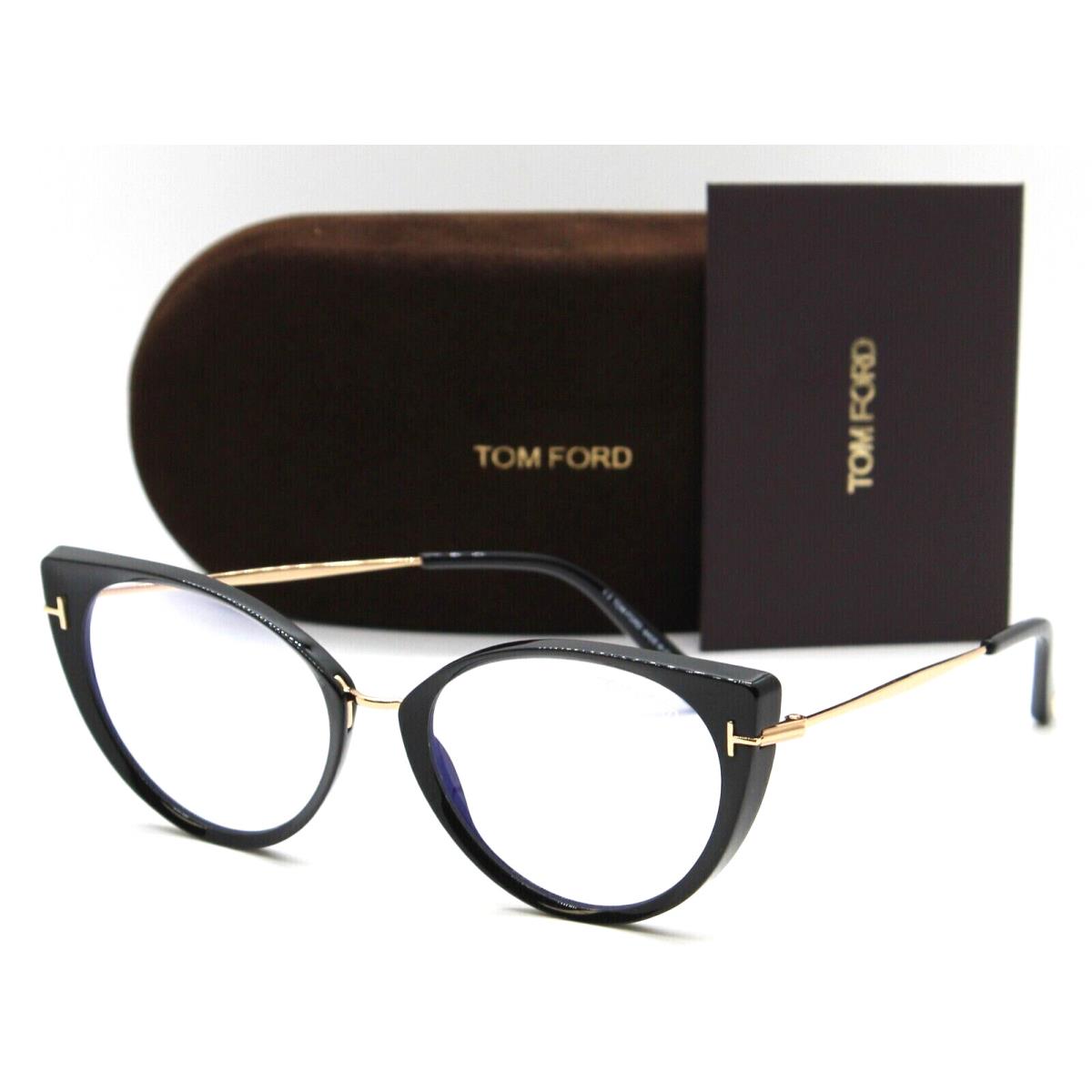 Tom Ford TF5815-B 001 Polished Black/gold Temples Eyeglasses 54-18