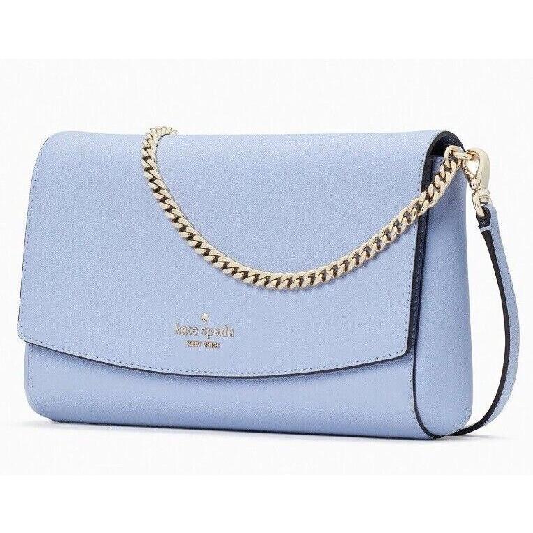 Kate Spade Greer Chain Crossbody Pale Blue Saffiano Leather WKRU6687 FS