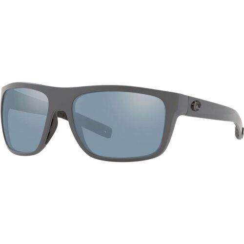Costa Del Mar Men`s Sunglasses Broadbill Full Rim Rectangular Frame 06S9021 18 - Matte Grey Frame, Grey Silver Lens