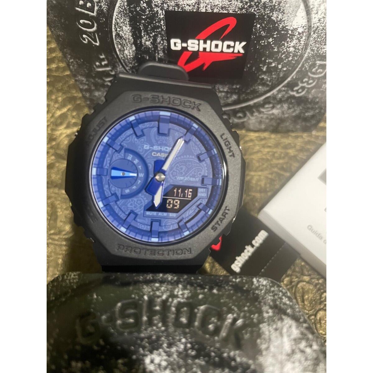 Casio G-shock Analog-digital Printed Blue Dial Black Resin Strap GA2100BP-1A