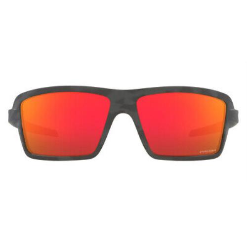Oakley Cables OO9129 Sunglasses Rectangle 63mm - Frame: Black Camo / Prizm Ruby, Lens: