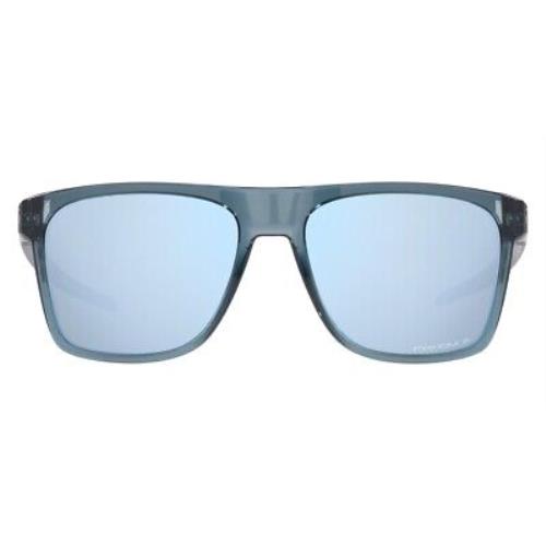 Oakley Leffingwell OO9100 Sunglasses Rectangle 57mm - Crystal Black / Prizm Deep Water Polarized Frame, Prizm Deep Water Polarized Lens