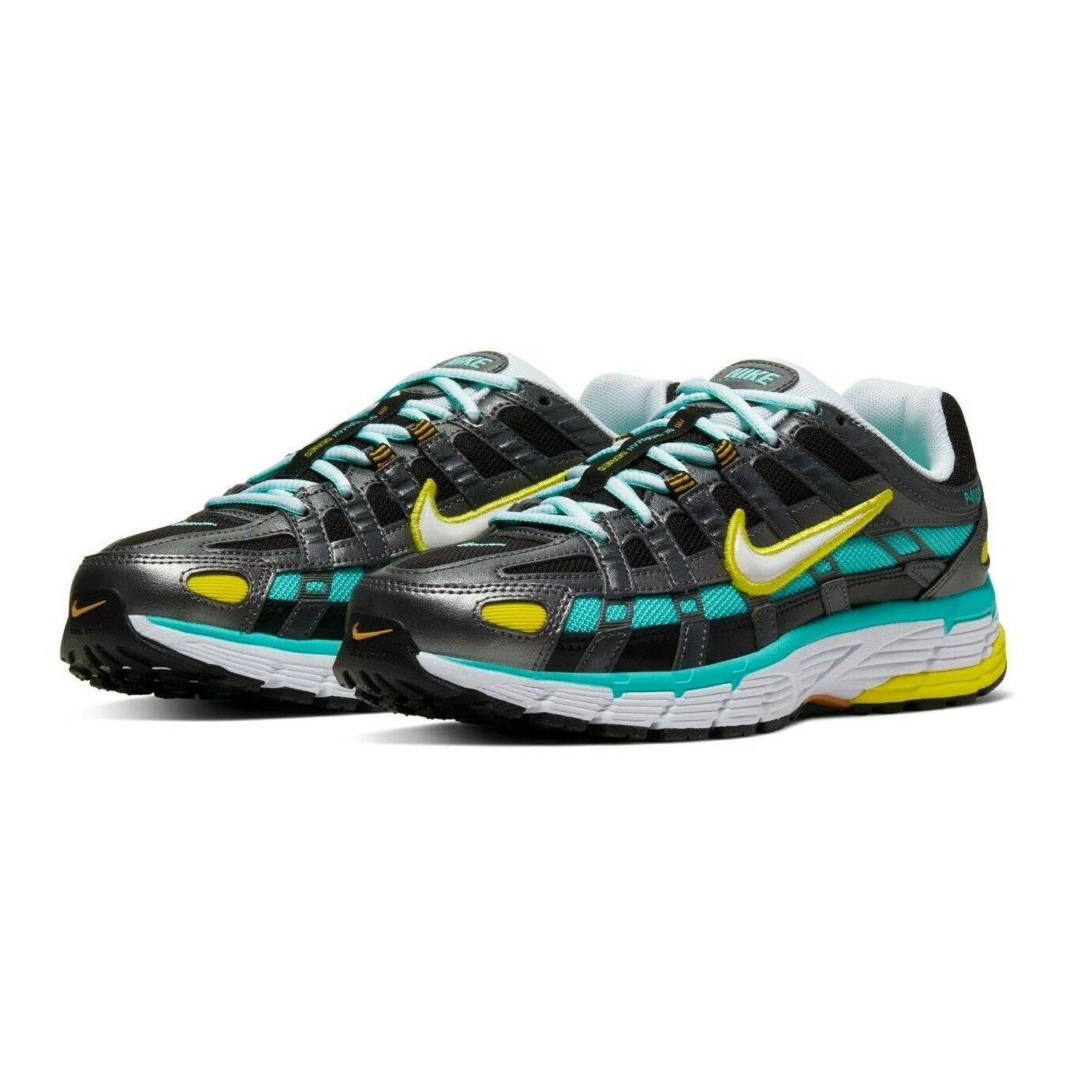 Nike P-6000 Womens Size 5.5 Sneaker Shoes BV1021 005 Black Aurora Green Yellow