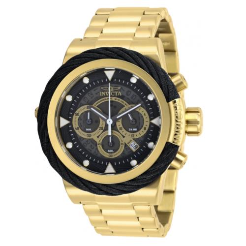 Invicta Bolt Men`s 50mm Gold Stainless Anatomic Dial Chronograph Watch 27800 - Gray Dial, Gold Band