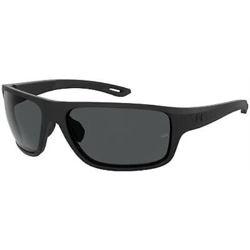 Under Armour Men`s UA Battle Rectangular Sunglasses with Case - Matte Black/gray - Black/Gray, Frame: Black, Lens: Black