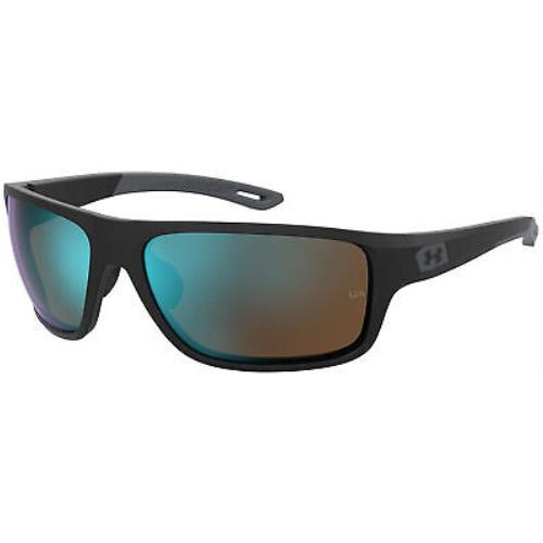 Under Armour Men`s UA Battle Rectangular Sunglasses with Case - Black/blue/green - Black/Blue/Green , Black Frame, Blue Lens