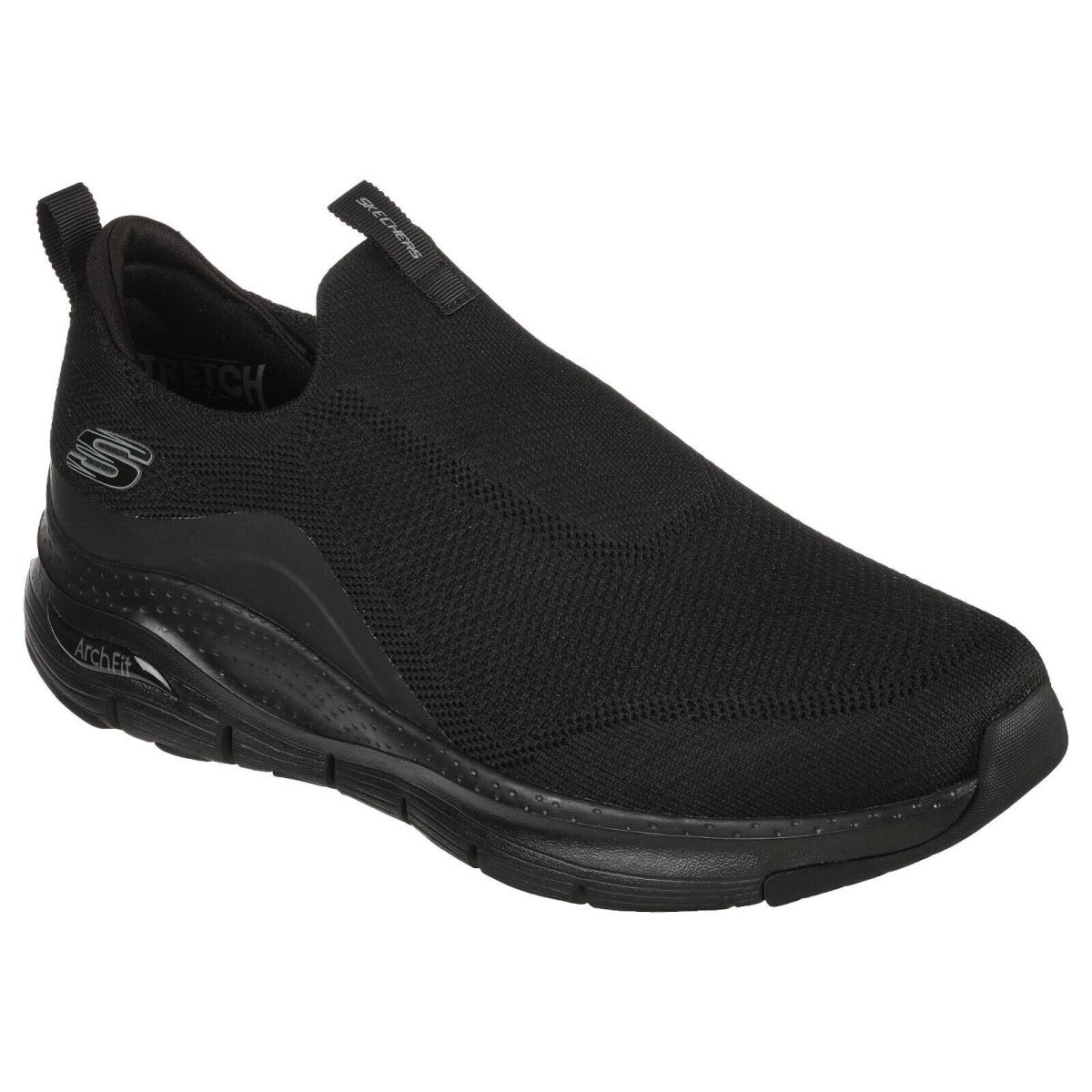 Skechers Arch Fit Shoes Black Men Sport Comfort Casual Slip On Knit Mesh 232201