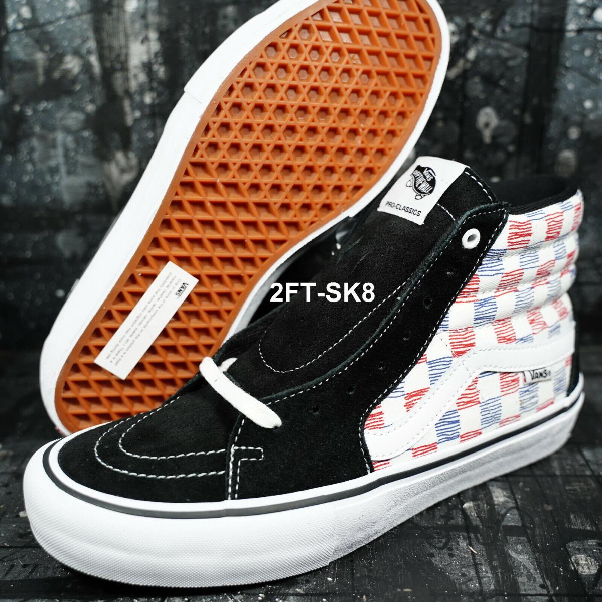 Vans Sk8-Hi Pro Sketchy Checker Black White Men`s Size 12 Skate Shoes