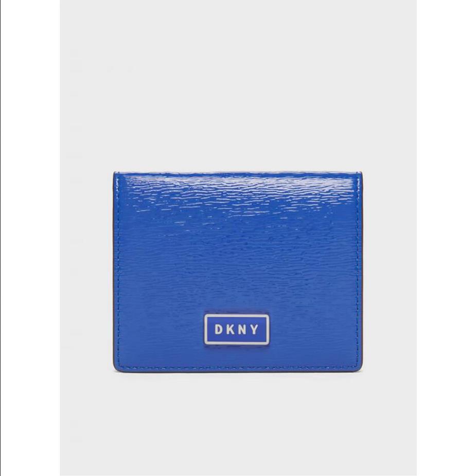 Dkny Gigi Leather Flat Wallet In Color Blue