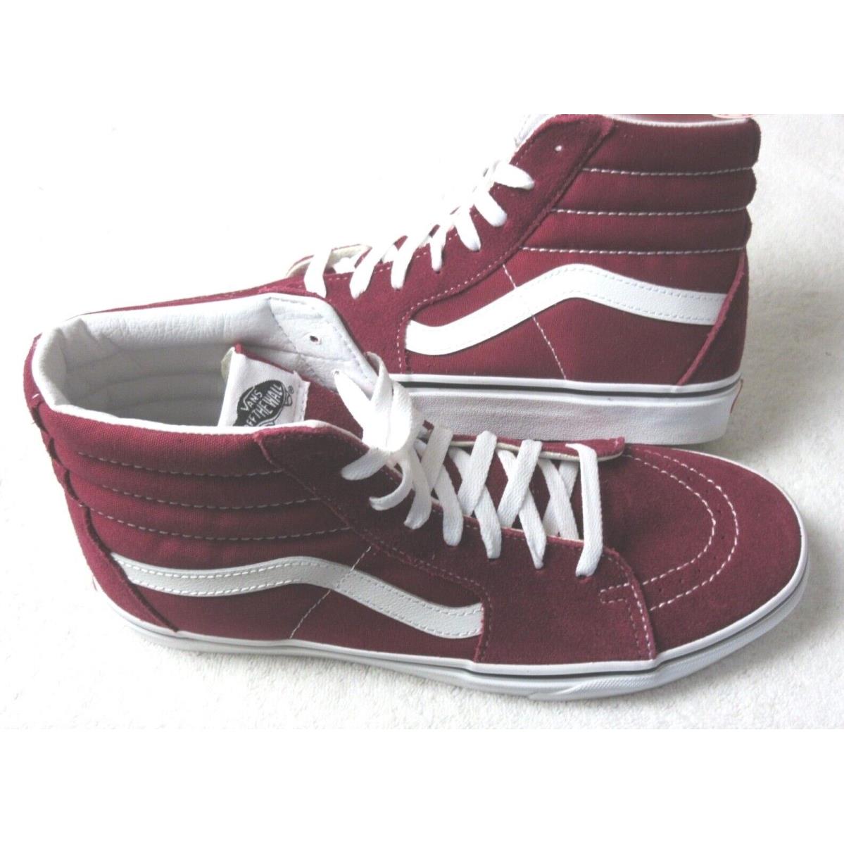 Vans Men`s Sk8-Hi Rumba Red True White Classic Suede Canvas Shoes Size 10