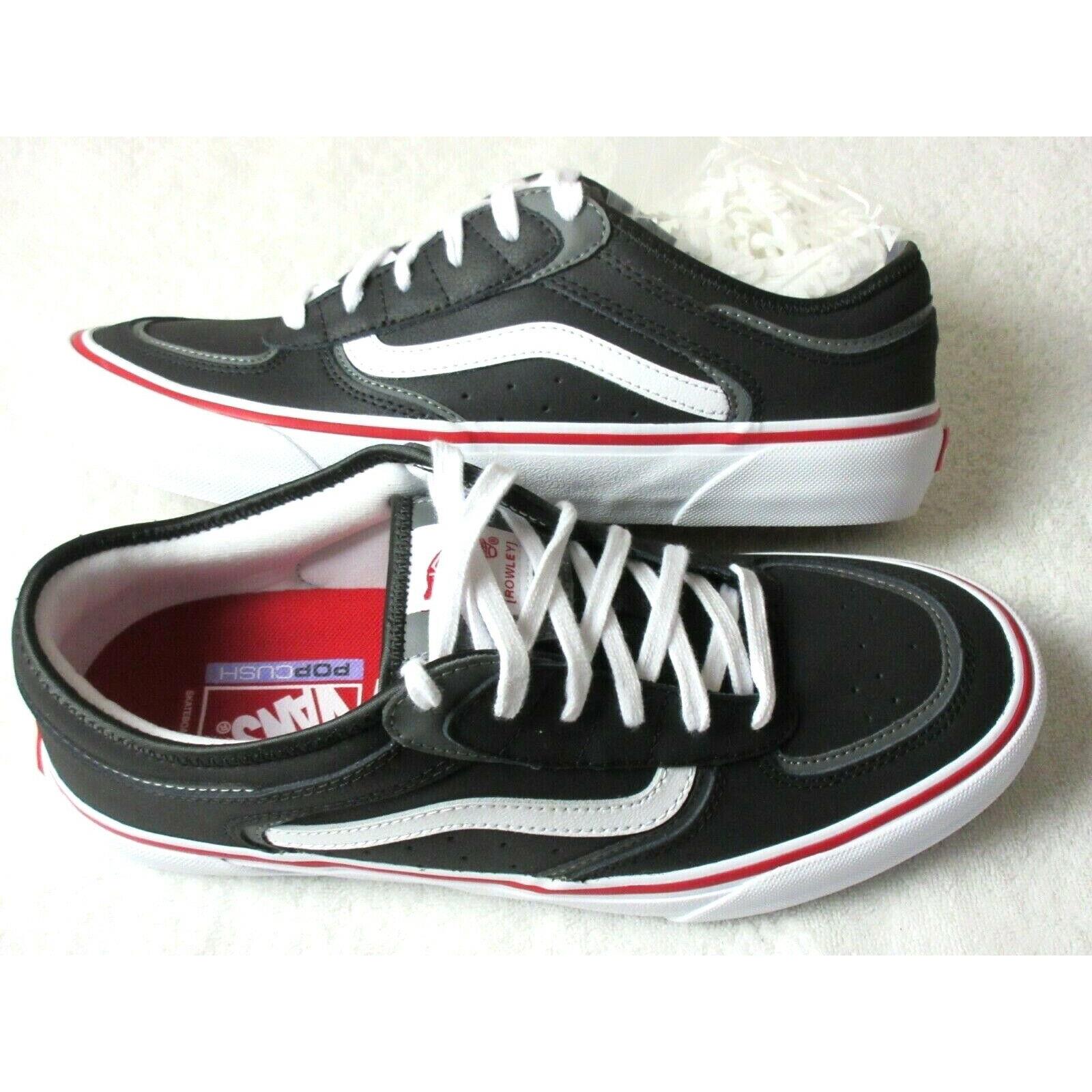Vans Men`s Rowley Popcush Skate Shoes Black White Red Size 8