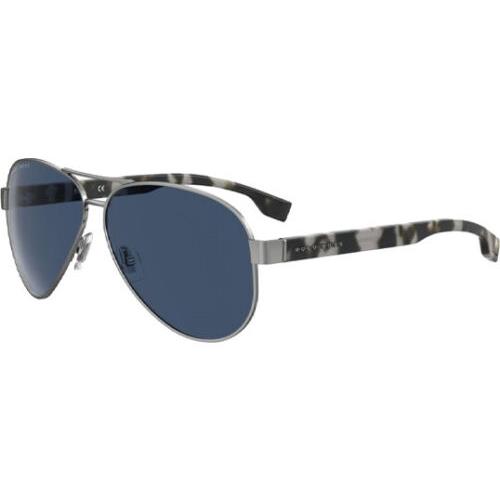 Hugo Boss Men`s Ruthenium Aviator Sunglasses - B1241S 06LB KU - Frame: , Lens: Blue