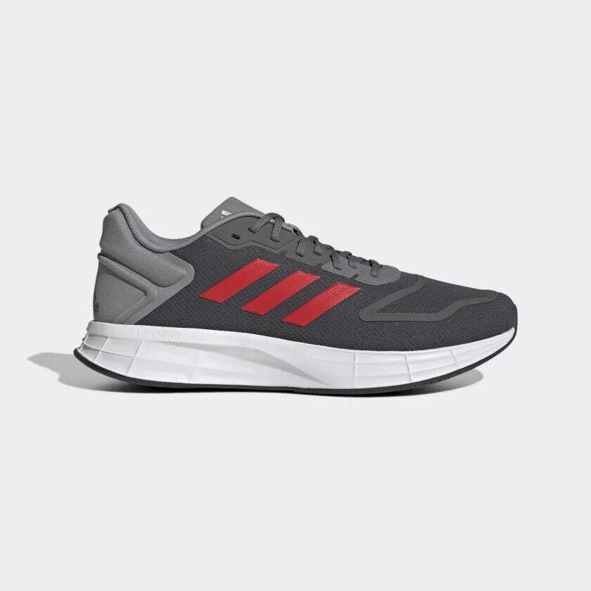 Mens Adidas Duramo 10 Grey Four / Vivid Red / Iron Metallic GW4082 Running Shoes