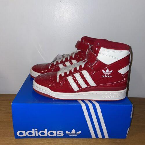 Adidas Men`s Forum 84 High GY6973 Patent Power Red and White Shoes Sizes 7-11