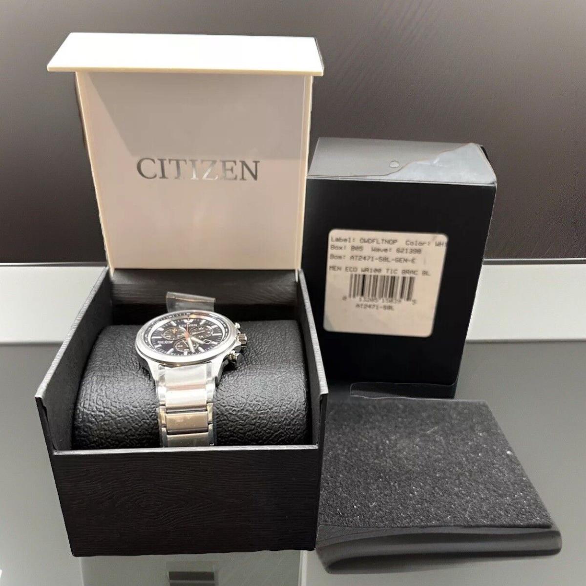 Citizen Eco-drive Weekender Black Dial Titanium Chronograph Watch AT2471-58L