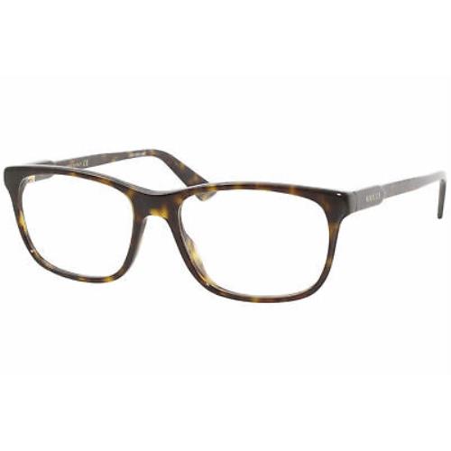 Gucci Gucci-logo GG0490O 002 Eyeglasses Men`s Havana Full Rim Optical Frame 53mm