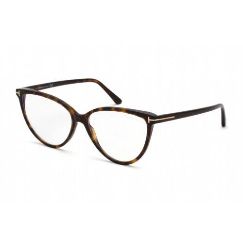 Tom Ford Women`s Eyeglasses Dark Havana Cat Eye Plastic Frame FT5743-B 052