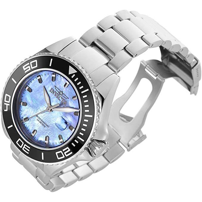 Invicta 48mm Pro Diver Dial Mop Dial Mineral Crystal Silver Tone SS Watch