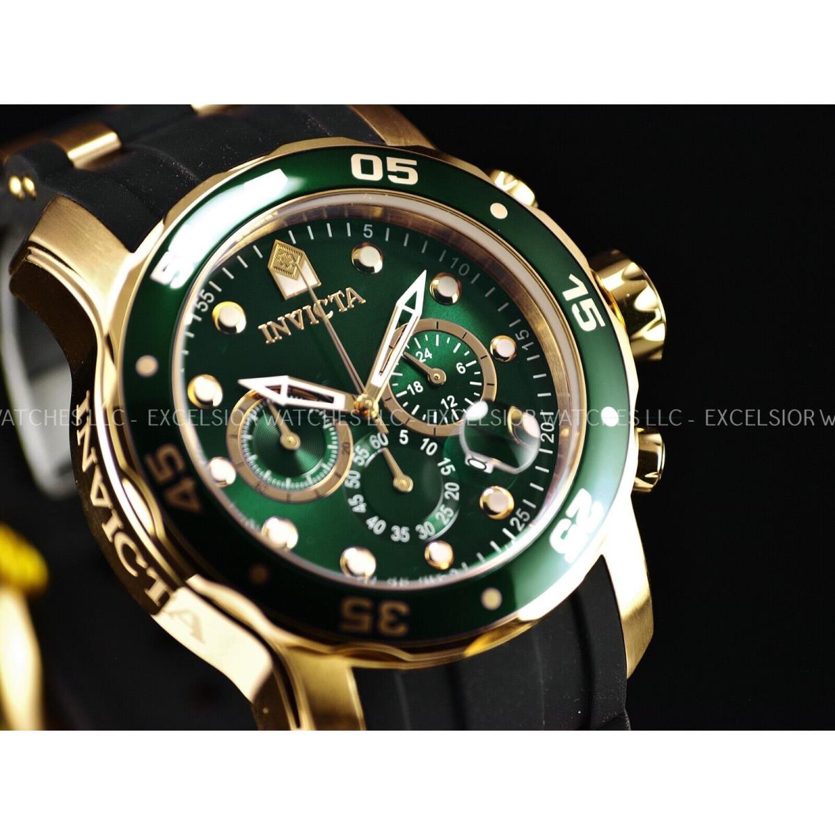 Invicta Men`s 48mm Scuba Pro Diver Quartz Chronograph Green Gold Tone Watch