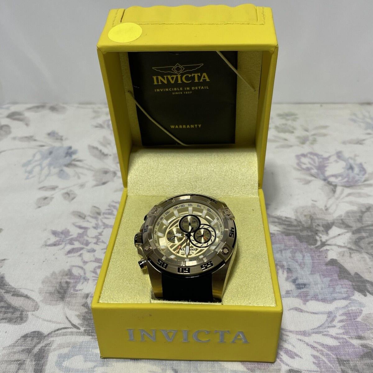 Invicta Speedway 25507 Mens Gold Tone Chronograph Black Silicone Band Watch